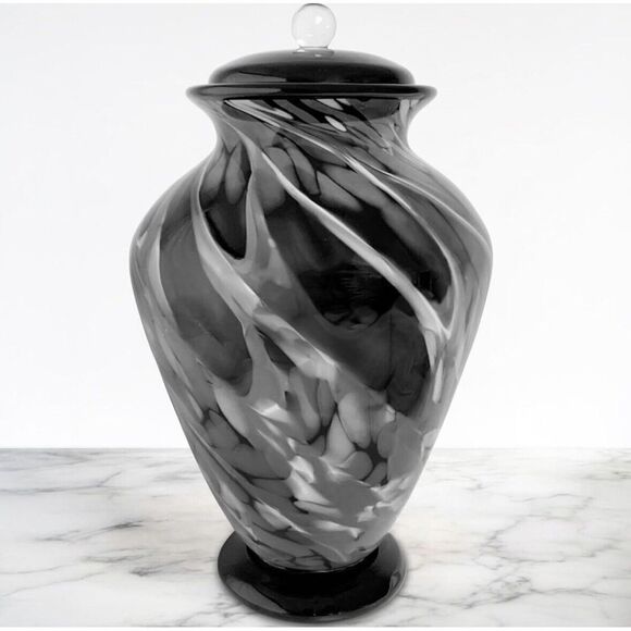 Silver Radiance Hand Blown Glass Cremation Urns for Human Ashes - Museum Quality
